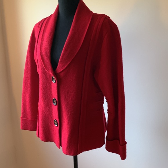 Red boiled wool blazer - Picture 3 of 6